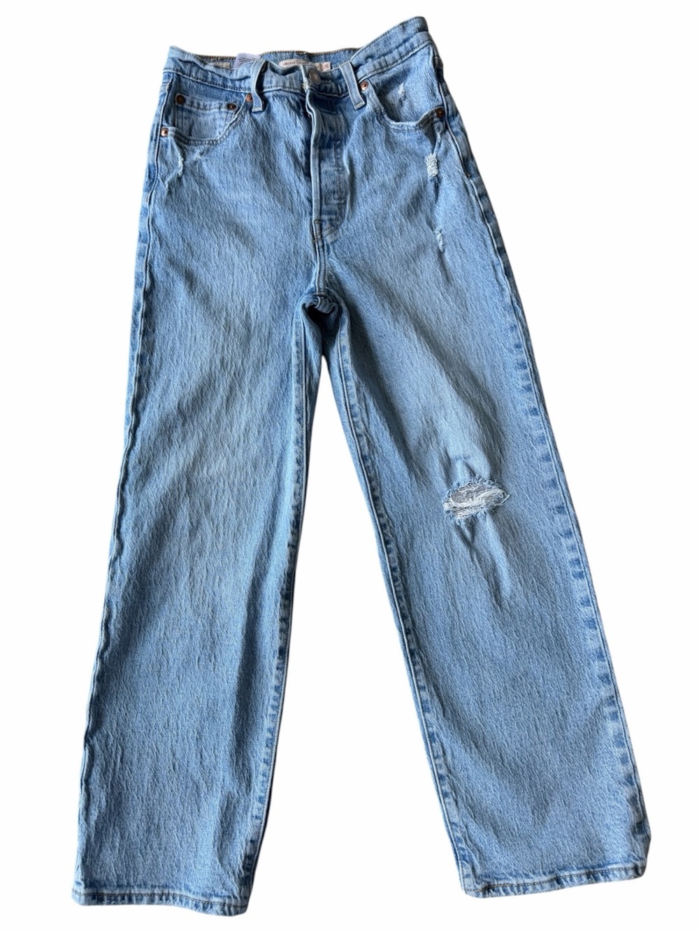 ✅ Levi’s Premium Denim Light Blue Ribcage  Straight Ankle Jeans size 26